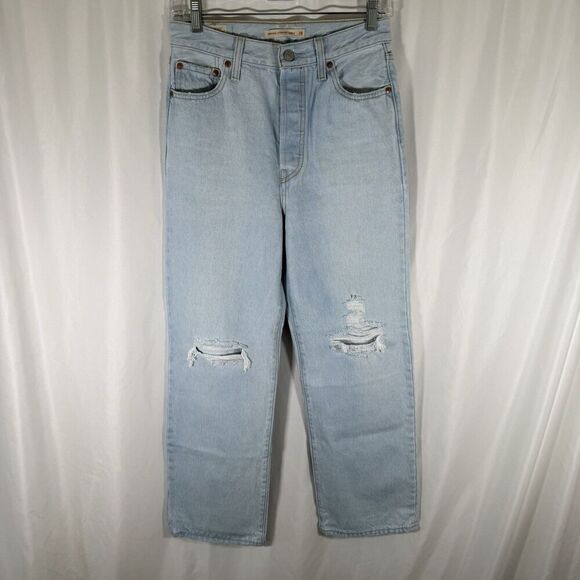 Levi's Denim - Levis Ribcage Straight Ankle Jeans Women's 26 Light Wash Blue Denim Button Fly